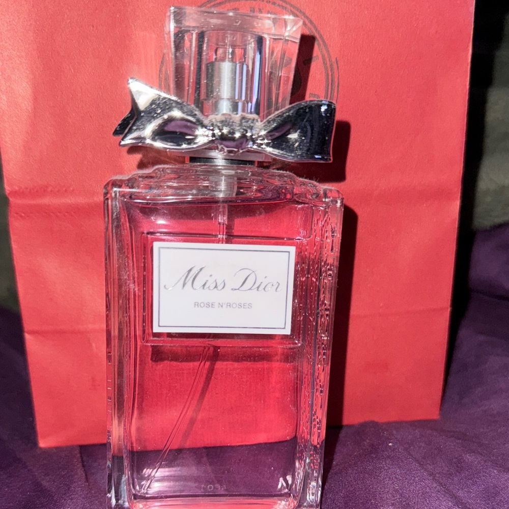 Miss Dior Rose N'Roses Perfume - Pink and Silver no box used once 3.4 ounces
